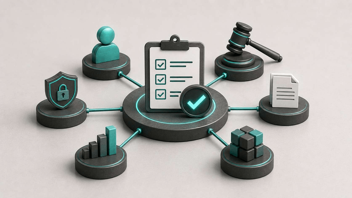 Governance verbindet Regeln, Verantwortung, Schutz und Evidenz direkt mit dem Arbeitsgegenstand
